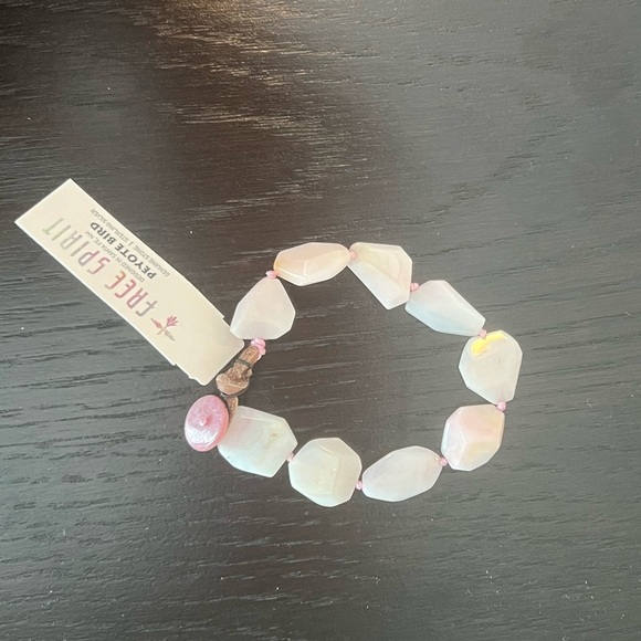 NWT Peyote Bird Free Spirit Rose Quartz Bracelet Button Loop Closure Leather - Picture 6 of 15